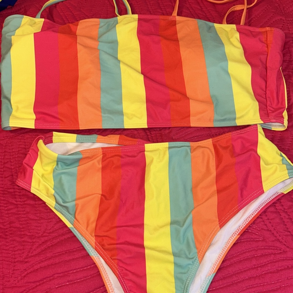 Colorful Striped Bikini Set
